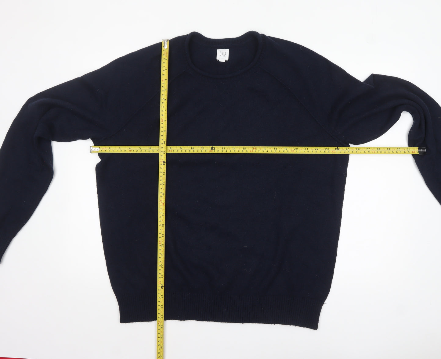 GAP Men's Navy Blue XL Crew Neck Wool Cotton Pullover Jumper