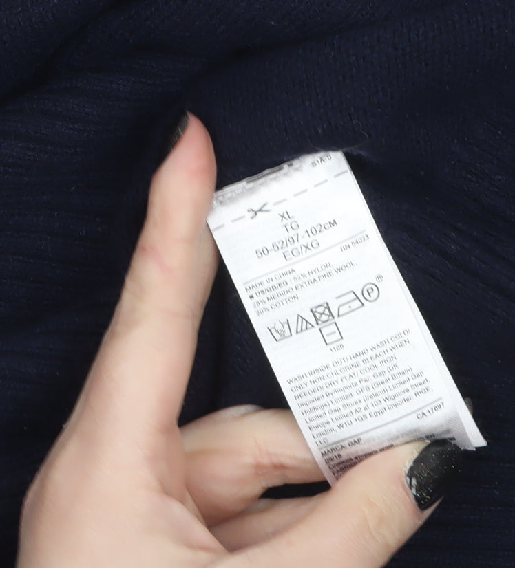 GAP Men's Navy Blue XL Crew Neck Wool Cotton Pullover Jumper