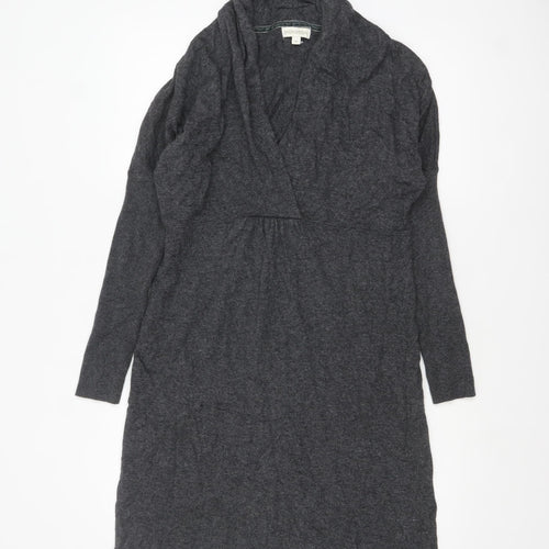 Monsoon Women Grey Knit Knee Length Shift Dress Size M