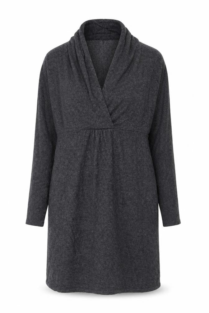 Front view of Monsoon Women Grey Knit Knee Length Shift Dress, size M