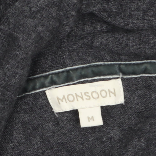 Monsoon Women Grey Knit Knee Length Shift Dress Size M
