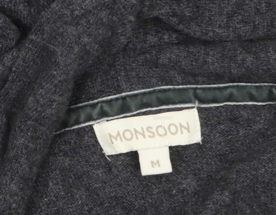 Monsoon Women Grey Knit Knee Length Shift Dress Size M