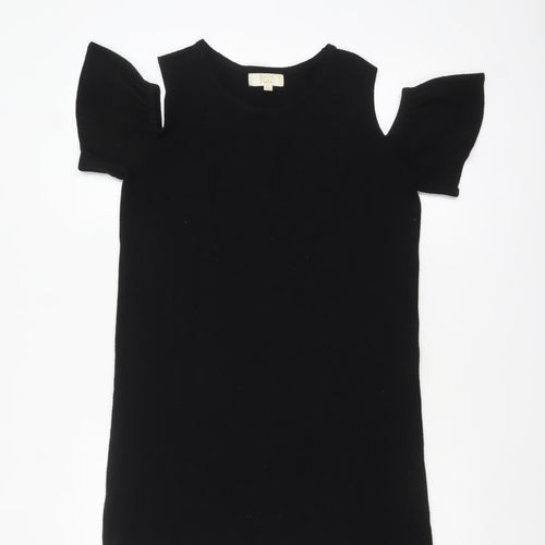 JCL Women’s Black Cold Shoulder Knit Pullover Jumper One Size