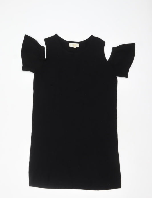 JCL Women’s Black Cold Shoulder Knit Pullover Jumper One Size