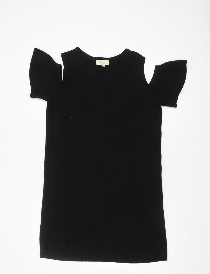 JCL Women’s Black Cold Shoulder Knit Pullover Jumper One Size
