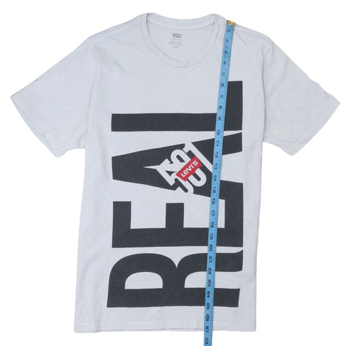 Levi's Men's White Graphic Print Crew Neck Cotton T-Shirt M