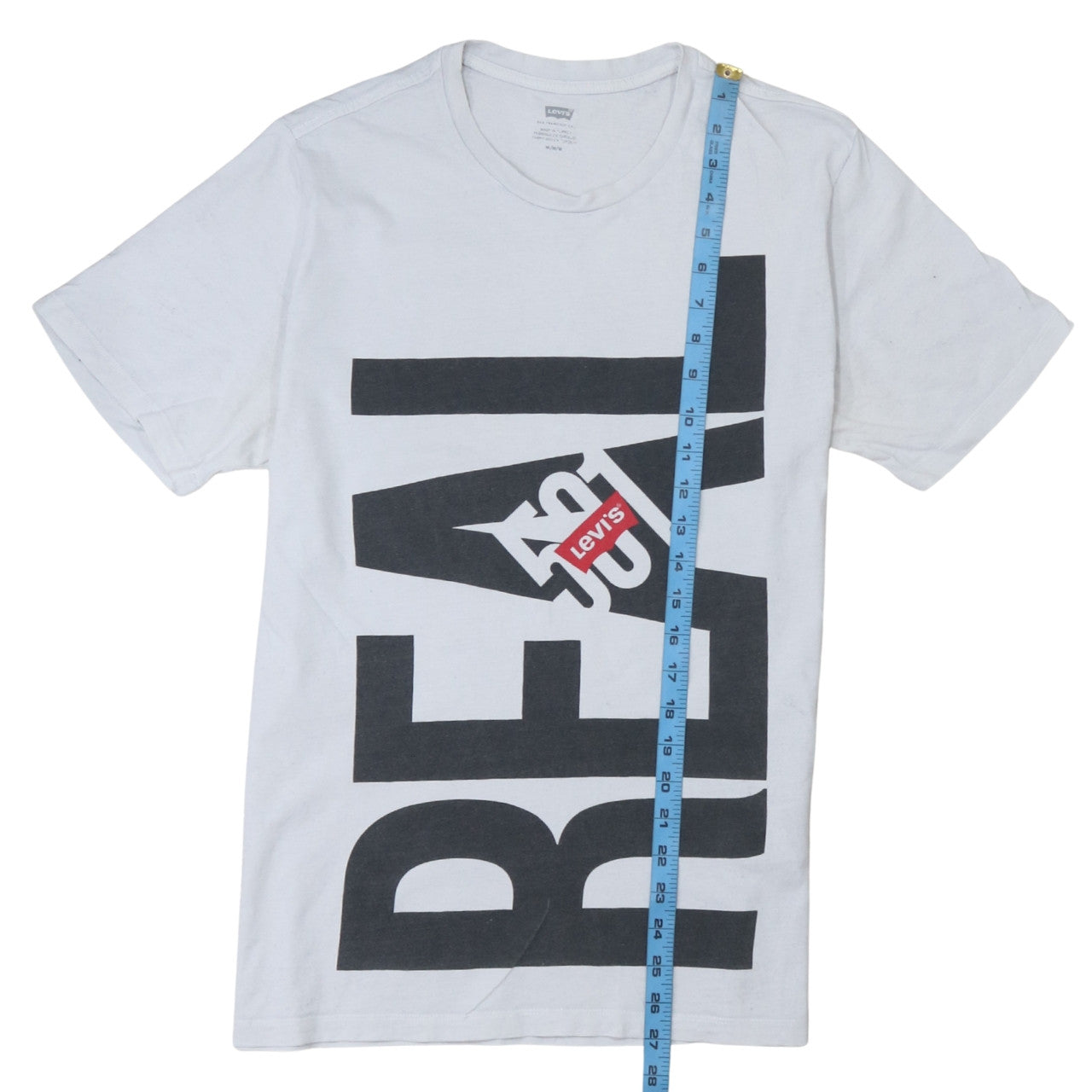 Levi's Men's White Graphic Print Crew Neck Cotton T-Shirt M