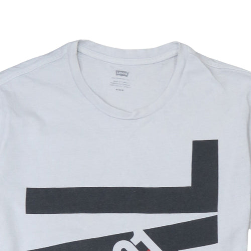 Levi's Men's White Graphic Print Crew Neck Cotton T-Shirt M