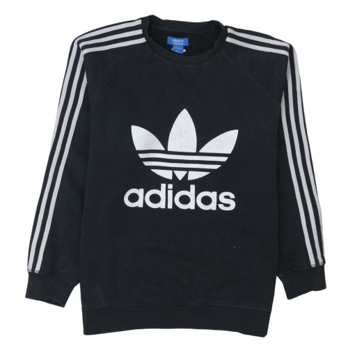 Adidas Mens Black Crew Neck Logo Sweatshirt L Cotton Blend