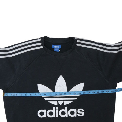 Adidas Mens Black Crew Neck Logo Sweatshirt L Cotton Blend