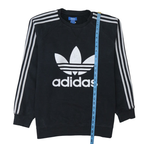Adidas Mens Black Crew Neck Logo Sweatshirt L Cotton Blend