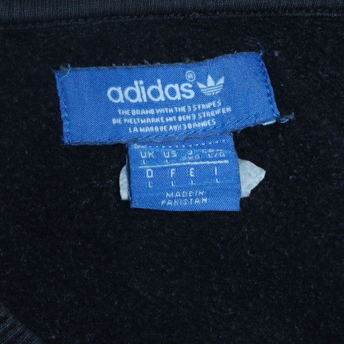 Adidas Mens Black Crew Neck Logo Sweatshirt L Cotton Blend