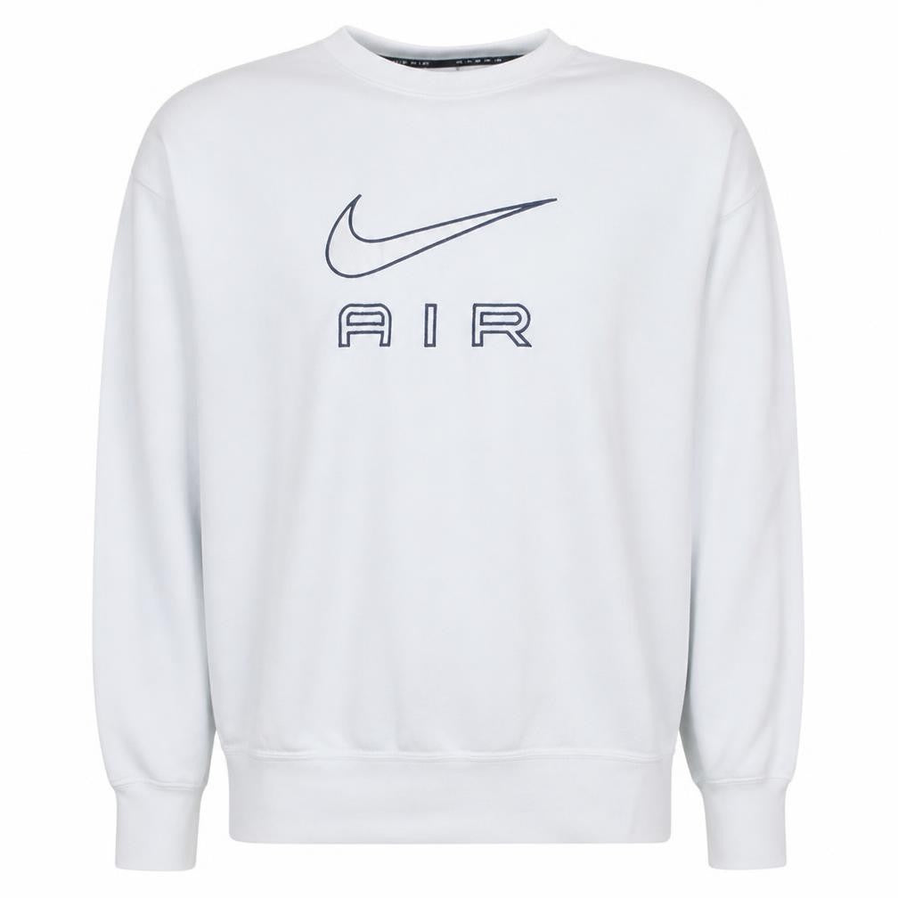 Front view of Nike Men's White Pullover Crew Neck Air Logo Sweatshirt, size S