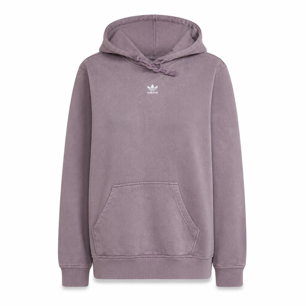 Front view of Adidas women’s purple hoodie, size UK 10, pullover cotton blend casual