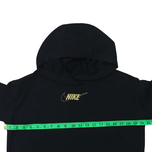 Nike Teens Black Pullover Hoodie M Gold Logo Fleece Sweatshirt