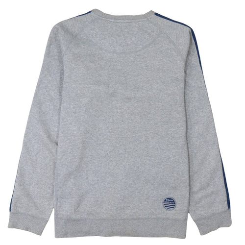 Adidas Men’s Grey Pullover Sweatshirt L Logo Zip Pocket Crew Neck