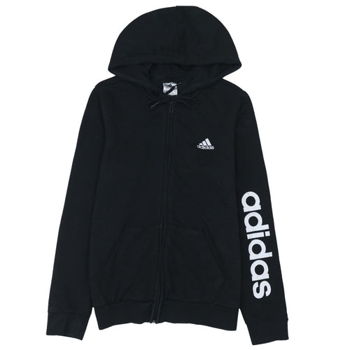 Adidas Women's Black Full Zip Hoodie Size Small UK 8-10 Cotton Blend