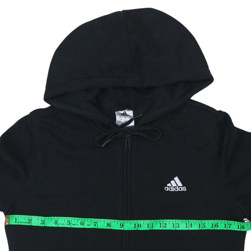 Adidas Women's Black Full Zip Hoodie Size Small UK 8-10 Cotton Blend