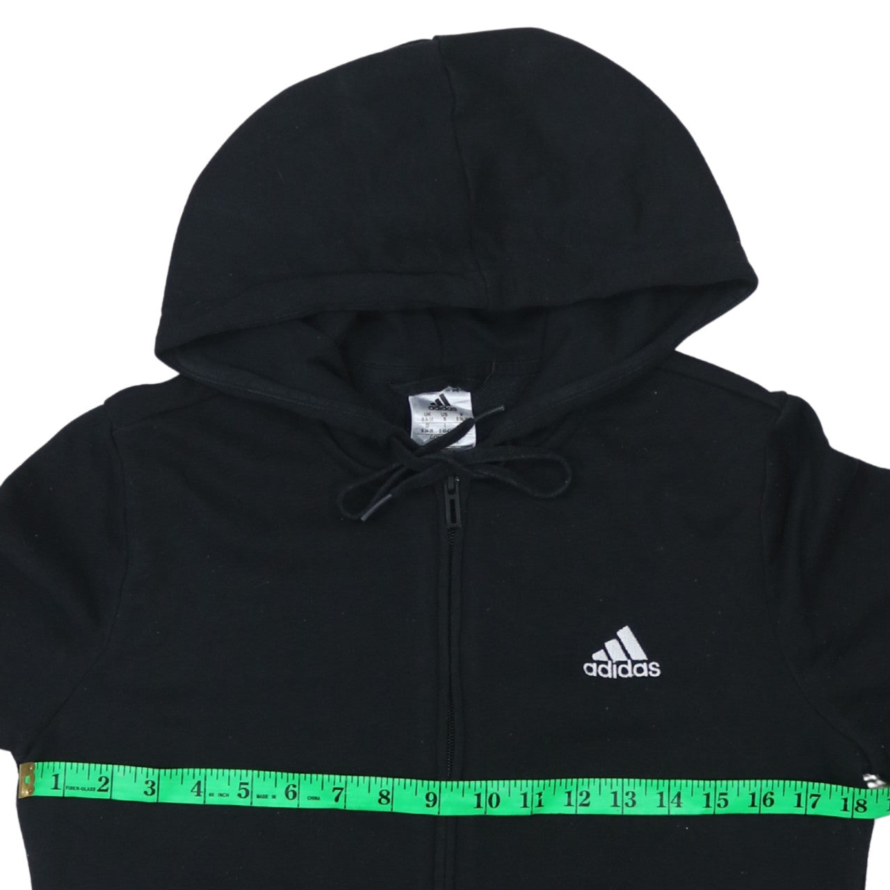 Adidas Women's Black Full Zip Hoodie Size Small UK 8-10 Cotton Blend