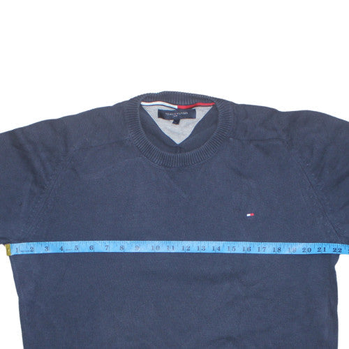 Tommy Hilfiger Men's Blue Cotton Crew Neck Pullover Sweatshirt L