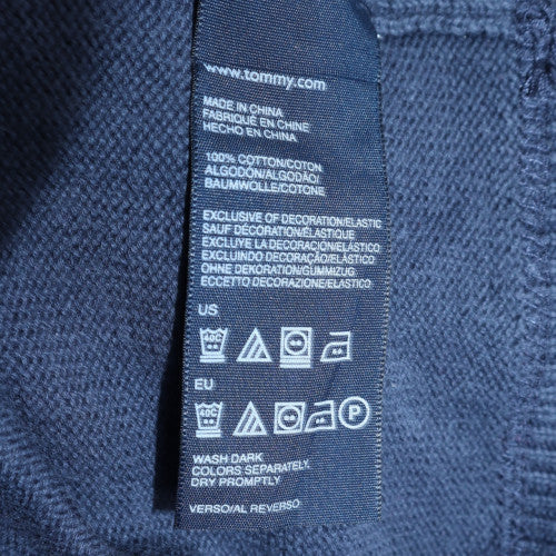 Tommy Hilfiger Men's Blue Cotton Crew Neck Pullover Sweatshirt L