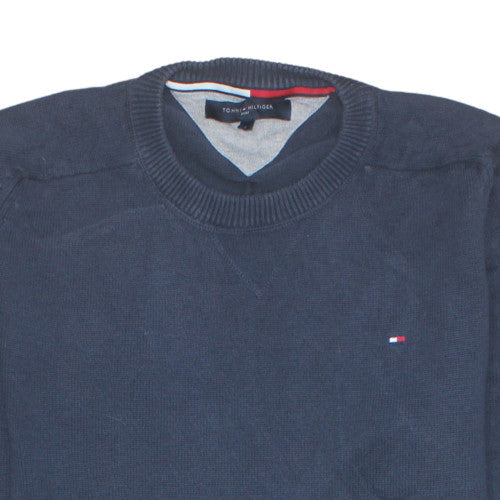 Tommy Hilfiger Men's Blue Cotton Crew Neck Pullover Sweatshirt L