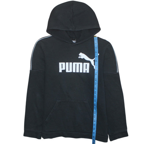 Puma Teens Black Pullover Hoodie Fleece Regular Fit 15-16Y
