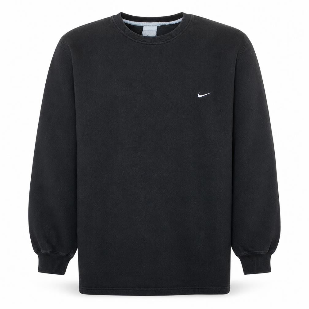 Front view of Nike Men's Black Crew Neck Pullover Sweatshirt, size M