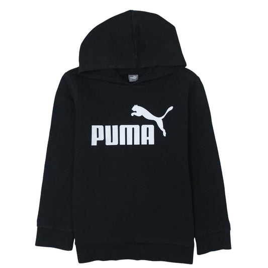 Puma Boys Black Pullover Hoodie 11-12 Years Long Sleeve Logo Sweatshirt