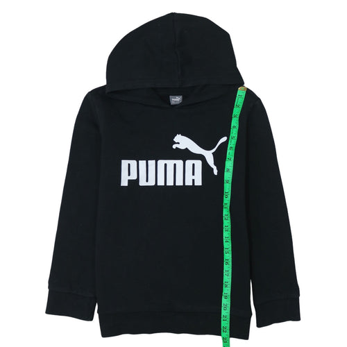 Puma Boys Black Pullover Hoodie 11-12 Years Long Sleeve Logo Sweatshirt