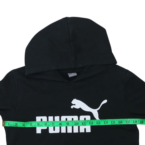 Puma Boys Black Pullover Hoodie 11-12 Years Long Sleeve Logo Sweatshirt
