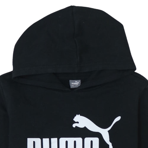 Puma Boys Black Pullover Hoodie 11-12 Years Long Sleeve Logo Sweatshirt