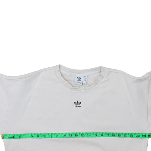 Adidas Women White Logo Crew Neck Pullover Sweatshirt Size 10