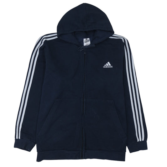 Adidas Men’s Blue Full Zip Hoodie 2XL Sports Fleece Sweatshirt
