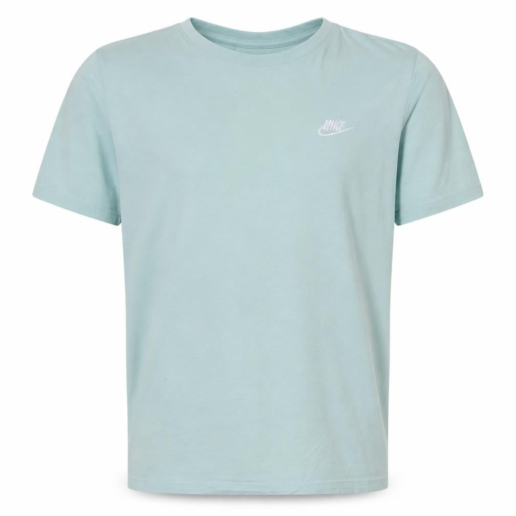Front view of Nike Men's Green Small Crew Neck Cotton T-Shirt
