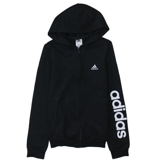 Adidas Women Black Full Zip Hoodie S 8-10 Logo Sportswear