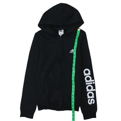 Adidas Women Black Full Zip Hoodie S 8-10 Logo Sportswear