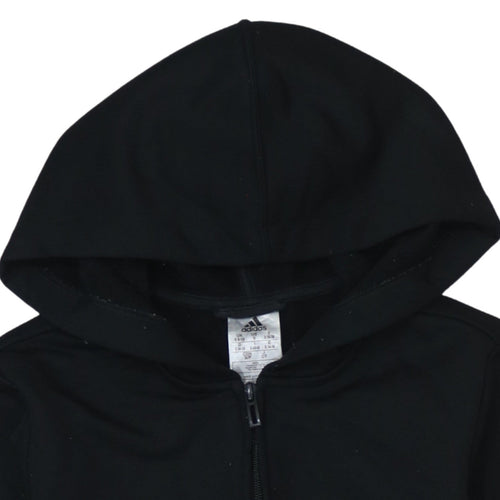 Adidas Women Black Full Zip Hoodie S 8-10 Logo Sportswear