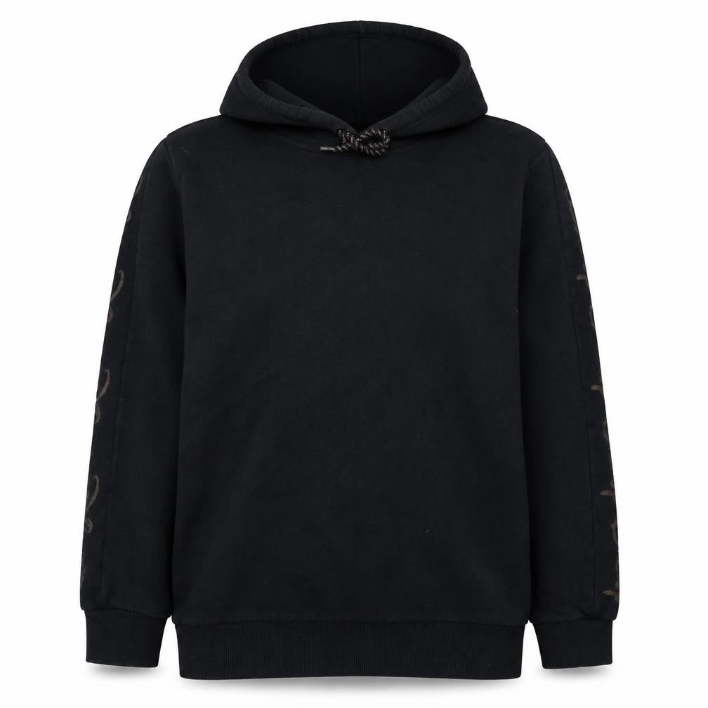Front view of Disney at George Black Hoodie Women M Pullover Cotton Blend