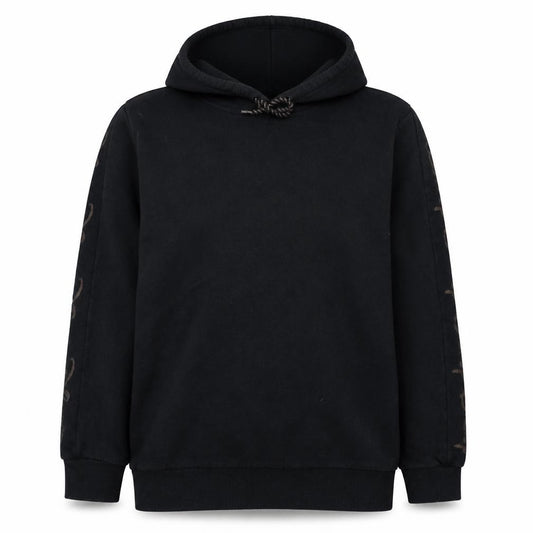 Front view of Disney at George Black Hoodie Women M Pullover Cotton Blend
