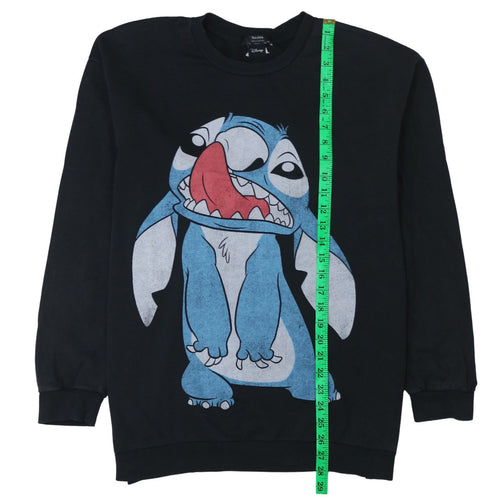 Bershka Disney Stitch Black Unisex L Pullover Sweatshirt