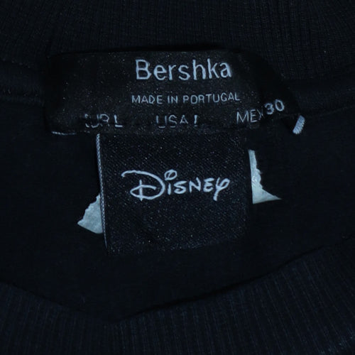 Bershka Disney Stitch Black Unisex L Pullover Sweatshirt