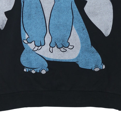 Bershka Disney Stitch Black Unisex L Pullover Sweatshirt