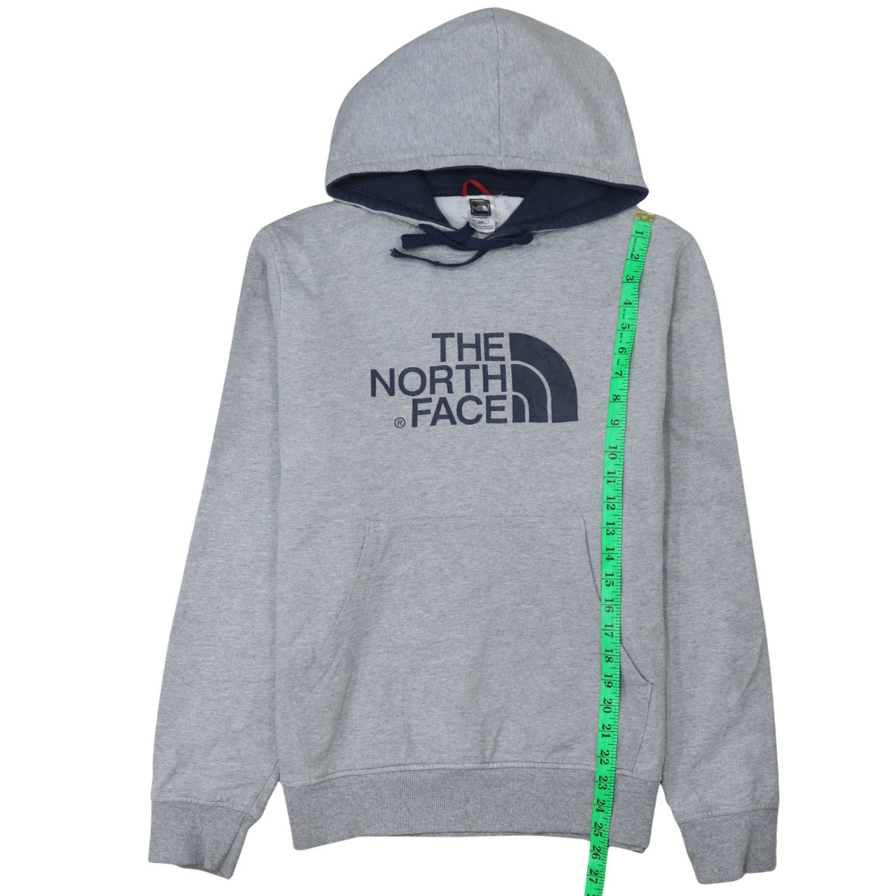 The North Face Men's Grey Pullover Hoodie M Cotton Blend Logo Sweatshirt