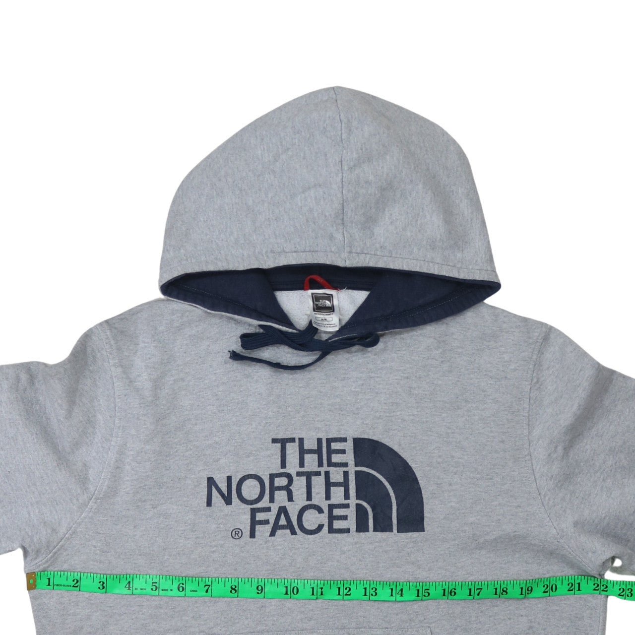 The North Face Men's Grey Pullover Hoodie M Cotton Blend Logo Sweatshirt