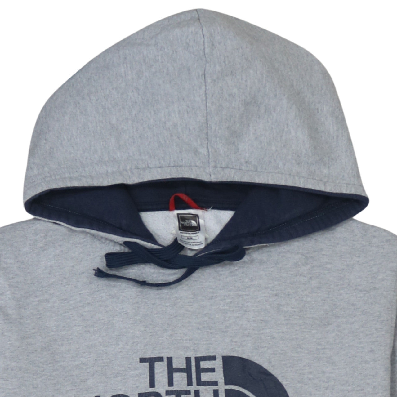 The North Face Men's Grey Pullover Hoodie M Cotton Blend Logo Sweatshirt