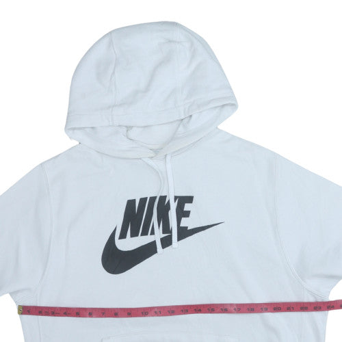 Nike Men's White Pullover Hoodie L Sports Logo Fleece
