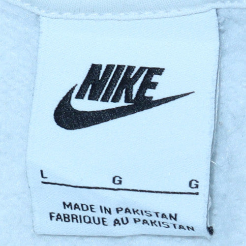 Nike Men's White Pullover Hoodie L Sports Logo Fleece