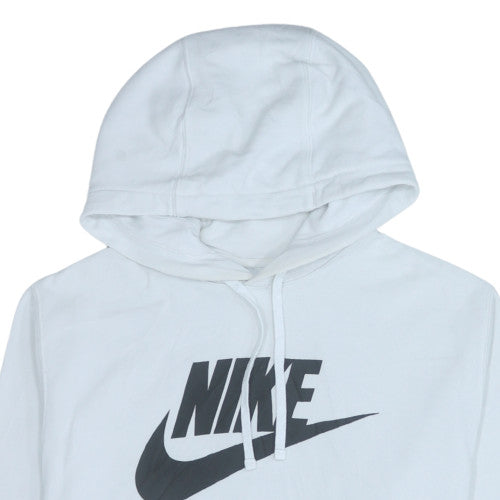 Nike Men's White Pullover Hoodie L Sports Logo Fleece