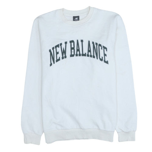 New Balance Men's White Sweatshirt S Regular Fit Crew Neck Pullover
